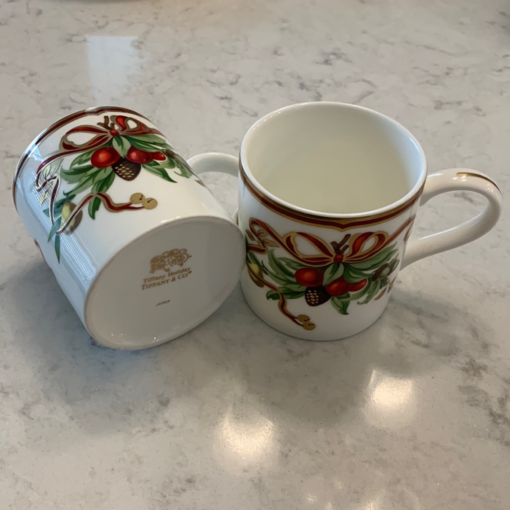 Vintage Tiffany & Co. SET of 2 Holiday Mugs, Unused